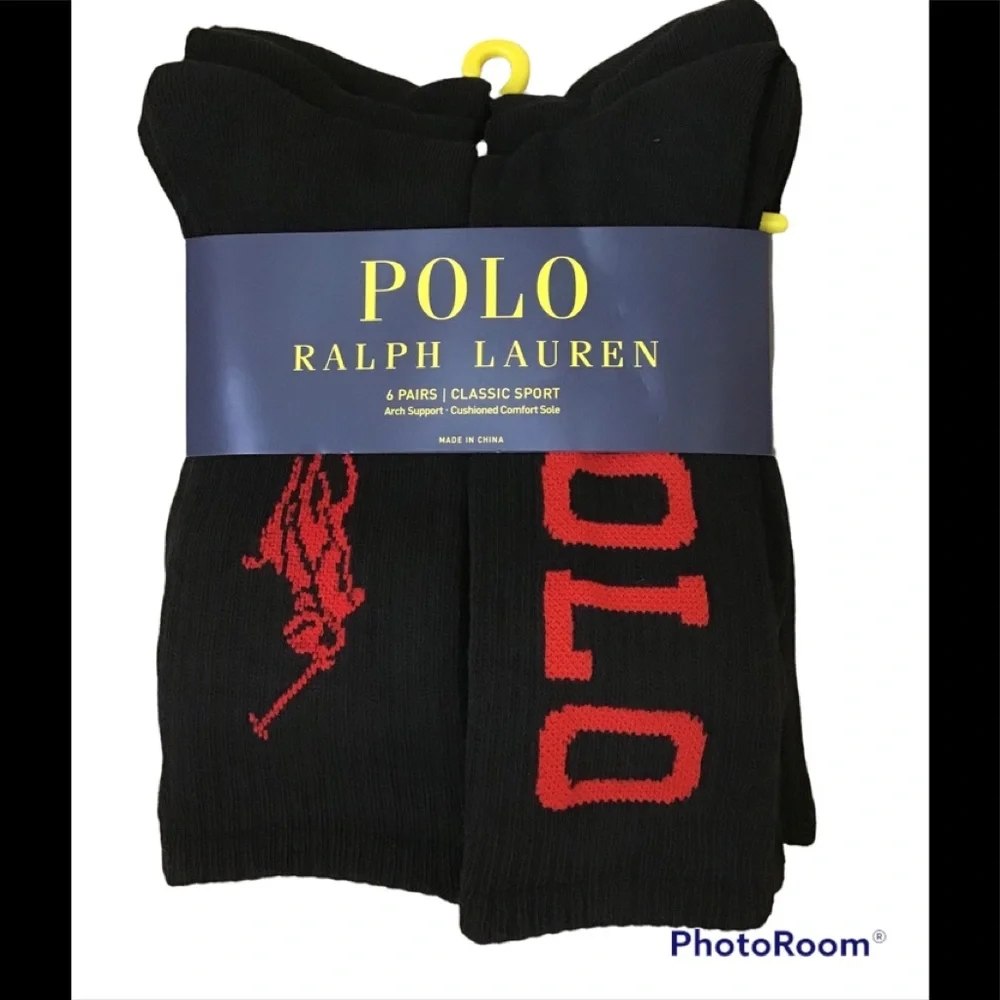 Polo Ralph Lauren 6pk. Mixed Crew Athletic Socks - Picture 2 of 4